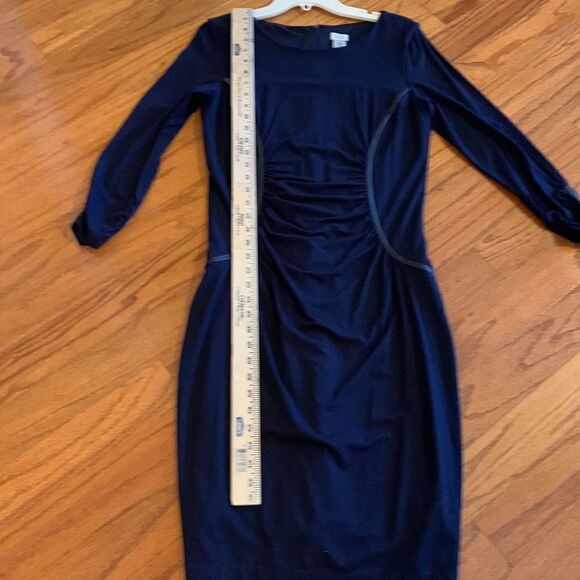 Cache’ Size Large Navy blue dress with black faux leather trim - Picture 7 of 13